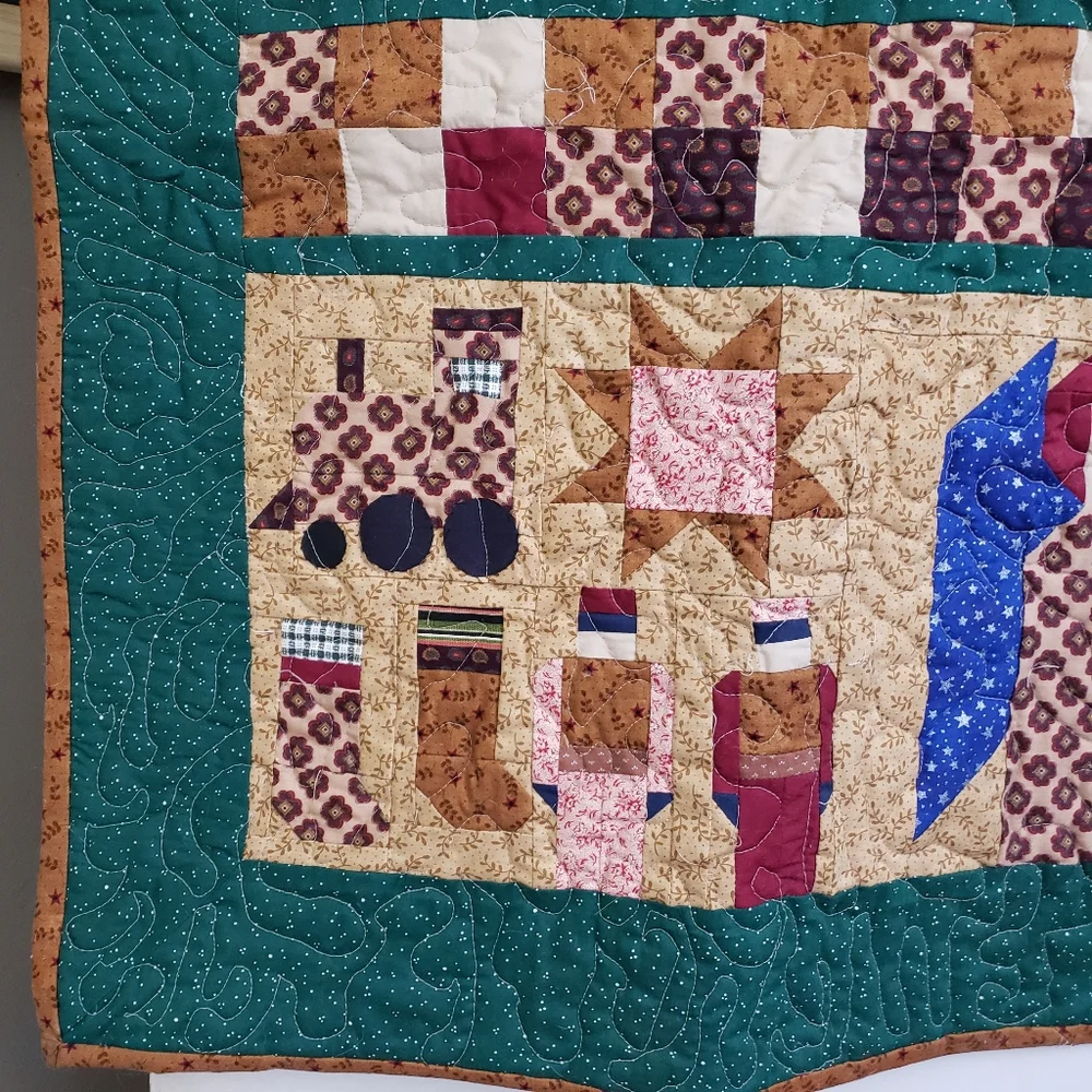 Country Christmas Throw/wallhanging handmade by me. Unique OOAK